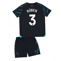 Camiseta Manchester City Ruben Dias #3 Tercera Equipación Replica 2023-24 para niños mangas cortas (+ Pantalones cortos)